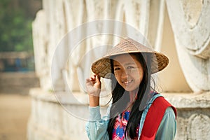 Smile on Burma woman face in mandalay Myanmar.