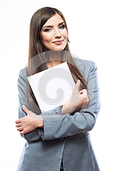 Smile Business woman portrait with blank white boa
