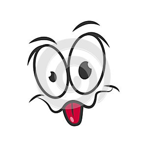 Smile cartoon emoticon crazy stretched tongue emoji face vector icon