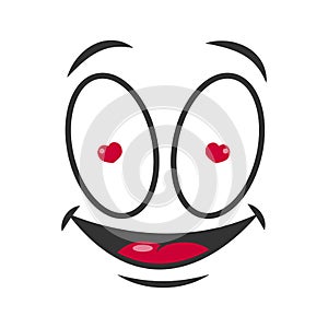 Smile cartoon emoticon in love emoji face vector icon