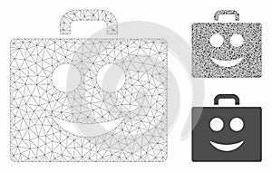 Smile Case Vector Mesh Network Model and Triangle Mosaic Icon