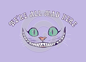 Smile of a cheshire cat for the tale Alice in Wonderland