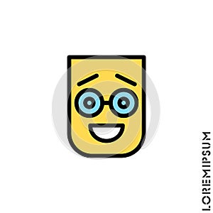 Smile color vector icon, happy symbol with raised eyebrows. style sign for mobile concept and web design. Emoji symbol