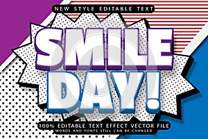 Smile Day editable text effect emboss comic style