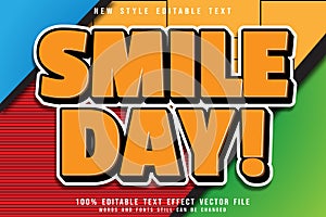 Smile Day editable text effect emboss comic style