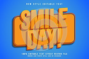 Smile Day editable text effect emboss comic style
