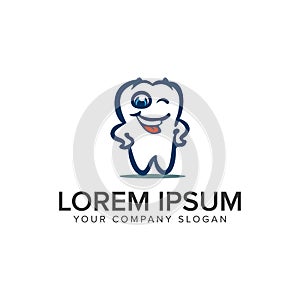 Smile dental cartoon logo design concept template