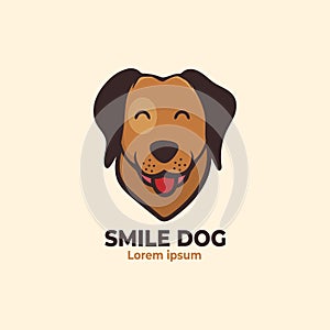 Smile Dog Face Logo. dog head cartoon. Vector illustration