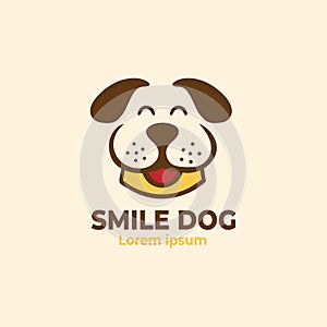 Smile Dog Face Logo. dog head cartoon. Vector illustration silhouette