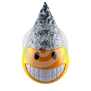 Smile emoji sphere with tin foil hat