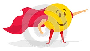 Smile emoji super hero with cape