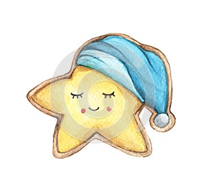 Smile face cookies star in nightcap.