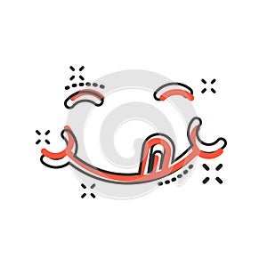 Smile face icon in comic style. Tongue emoticon vector cartoon illustration on white isolated background. Funny character business