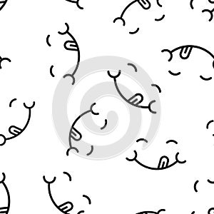 Smile face icon seamless pattern background. Tongue emoticon vector illustration on white isolated background. Funny character