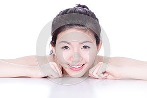 Smile face of a woman with health skincare