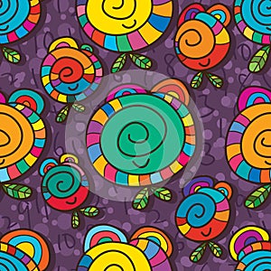 Smile flower clock happy 24 hour seamless pattern