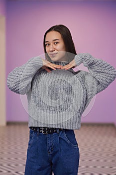 smile or frenulum piercing under the upper lip.