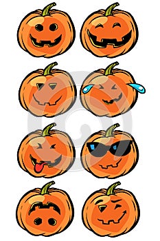 Smile funny joke Emoji Halloween pumpkin set collection
