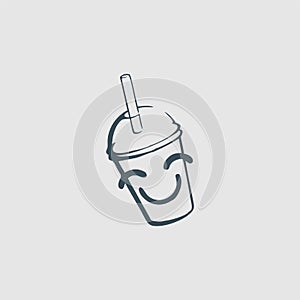Smile ice drink cup logo design inspiration