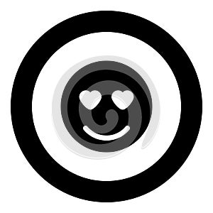 Smile icon black color in circle