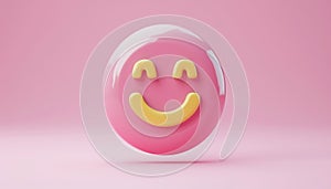 Smile icon isolated on pink background. Happy positive symbol. Cute social media emotion sign. Smiley illustration sign. Banner.