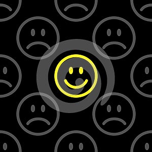 Smile icon pattern. Happy and sad faces. Vector abstract background