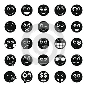 Smile icon set, simple style