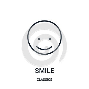 smile icon vector from classics collection. Thin line smile outline icon vector illustration. Linear symbol