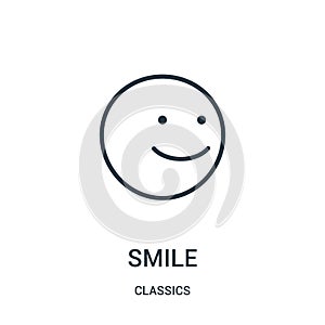 smile icon vector from classics collection. Thin line smile outline icon vector illustration. Linear symbol