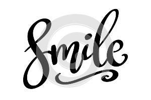 Smile. Lettering phrase isolated on white