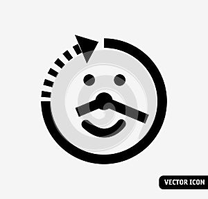 Smile long life symbol black and white icon.