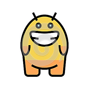 smile monster alien color icon vector illustration