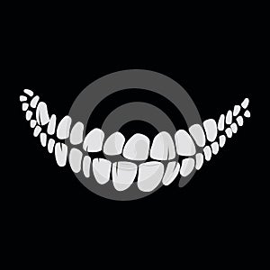 the smile of a monster with sharp fangs vampire or zombie teeth silhouette vector illustration collection isolated on black