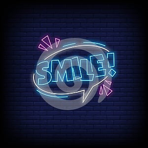 Smile Neon Signs Style Text Vector