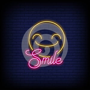 Smile Neon Signs Style Text Vector