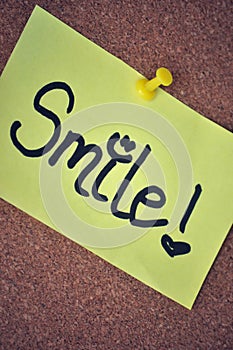 Smile Note on Pinboard