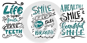 Smile quotes for your design. Hand lettering illustration