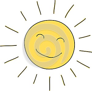 Smile sun icon sketch