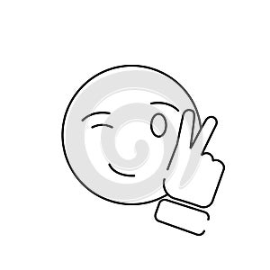 Smile vector icon. Emoji. Emoticon. Flat face. Vector illustration. For web or app. peace and victory