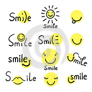Smile vector illustration. Inspirational quote about happy