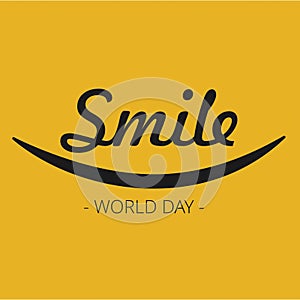 Smile world day banner on a yellow background with copy space