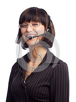 Smiled brunette with headphone