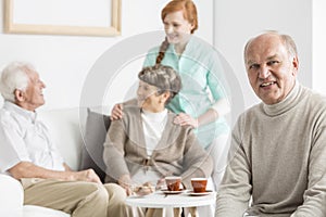 Smiled seniors at nursing home