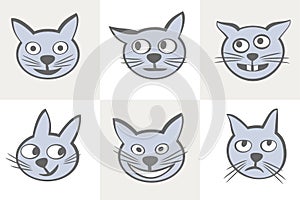 Smiles cats icon set.