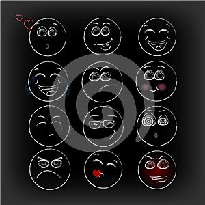 Smiles. Icons emoticons. Emotions. Funny Face.