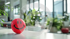 The smiley ball in office. AI generated