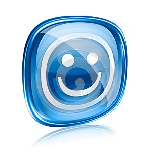 Smiley blue glass, isolated on