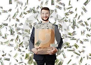 Smiley businessman with money