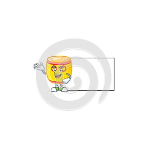 Smiley chinese gold drum with whiteboard cartoon character design