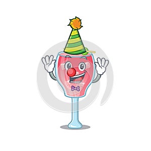 Smiley clown cosmopolitan cocktail cartoon character design concept